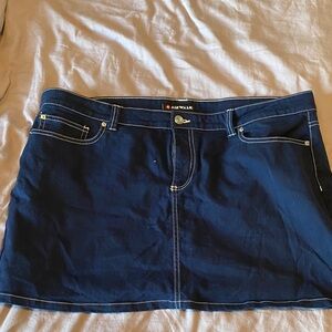 Airwalk Navy Blue Denim Mini Skirt with Contrast Stitching